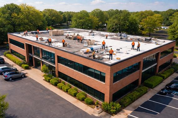 Commercial flat roofing installation